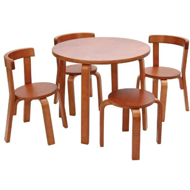 Kids Table and Chair Set 100% Wood Svan Play with Me Toddler Table Set with 3 Chairs and Adult Stool Cherry Kids Table and Chair Set 100% Wood Svan Play with Me Toddler Table Set with 3 Chairs and Adult Stool Cherry